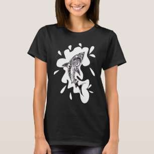 T-shirt OEuvre d'art de requin exotique à motifs noir et b