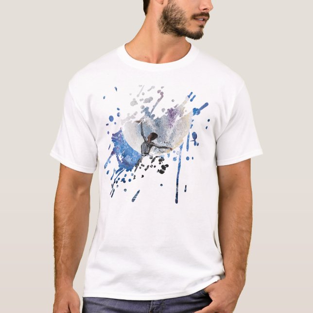 T-shirt Œuvre d'art faite main - Danse avec la lune  (Devant)