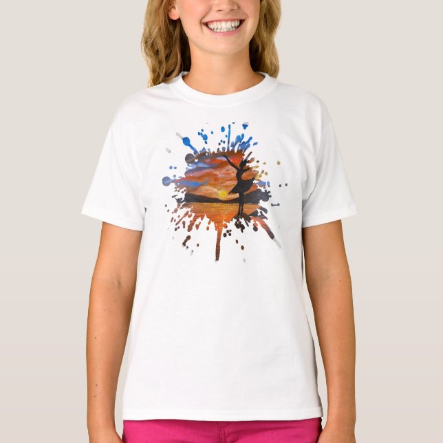 T-shirt Œuvre d'art faite main / Danse avec sunso (Devant)