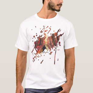 T-shirt Œuvre d'art faite main - Forêt orange