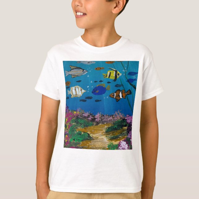 T-Shirt - œuvre d'art faite main - profondeurs de  (Devant)
