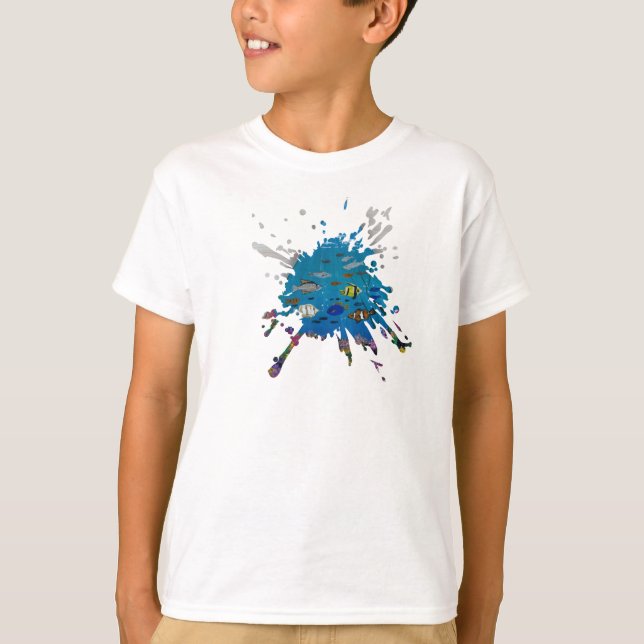 T-shirt Œuvre d'art faite main - profondeurs de l'océan  (Devant)