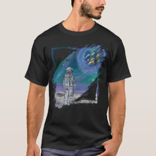 T-shirt Œuvre d'art faite main - Vue de la Terre