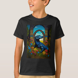 T-shirt Œuvre d'art fantastique d'alligator bleu