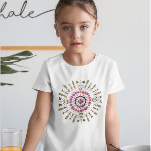 T-shirt Œuvre d'art girly unique mandala fleurs pressées
