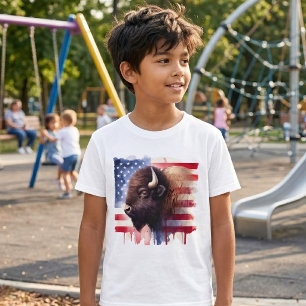 T-shirt Œuvre d'art majestueuse représentant des bisons am