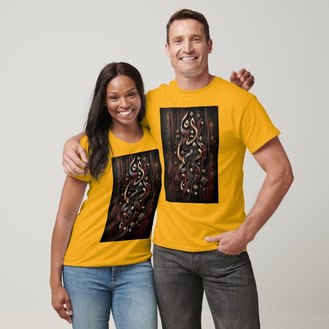 T-shirt Œuvre d'art murale abstraite calligraphique 3D Roy (Unisexe)