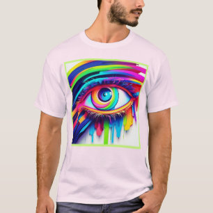 T-shirt Œuvre d'art vibrante aux yeux arc-en-ciel