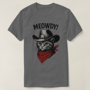 T-shirt Œuvre d'art vintage de chat cowboy – Meowdy Wild W