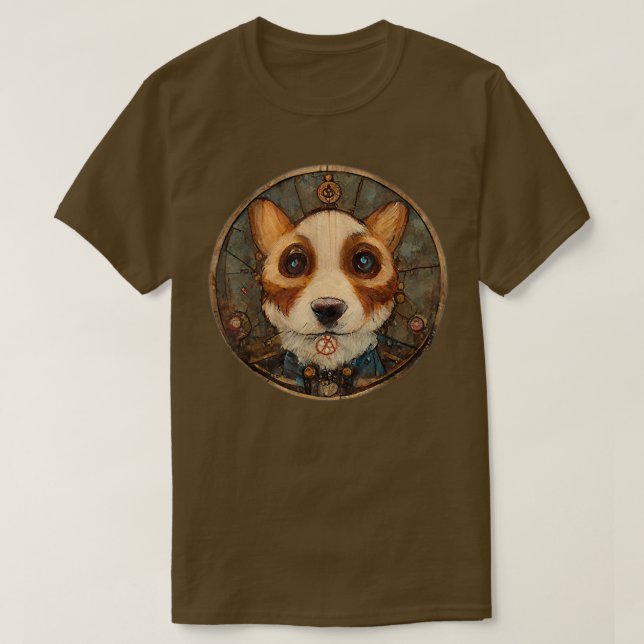 T-shirt Oeuvre de Corgi Surreal Steampunk, Amoureux des ch (Design devant)