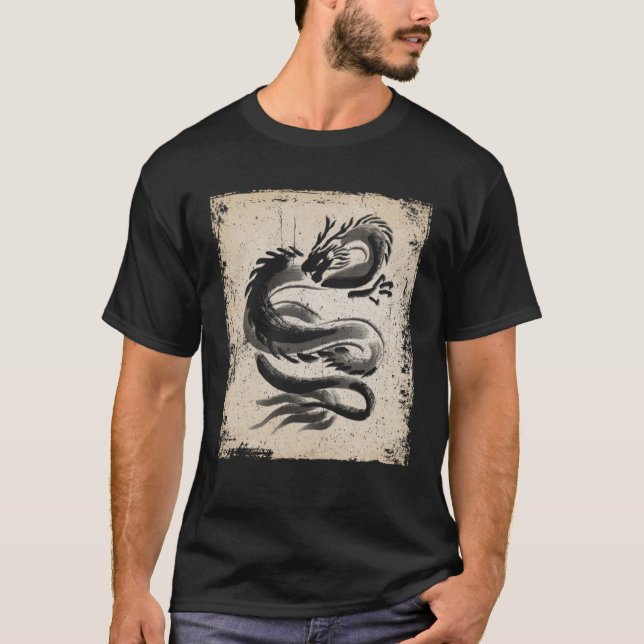 T-shirt OEuvre de dragon japonais Retro 2 (Devant)
