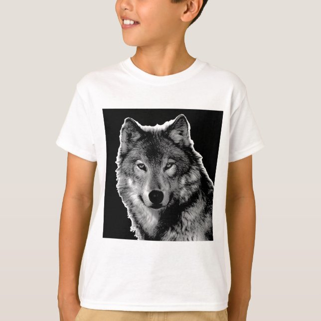 T-shirt Oeuvre de Loup noir et blanc (Devant)