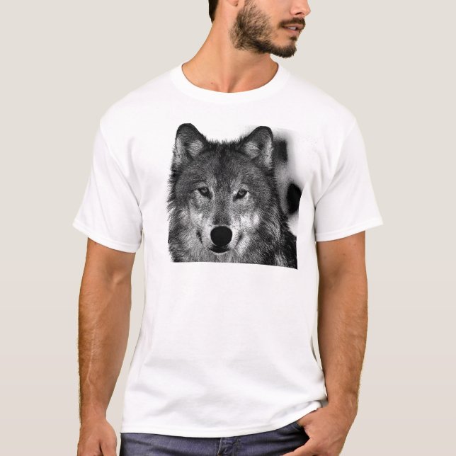 T-shirt Oeuvre de Loup noir et blanc (Devant)