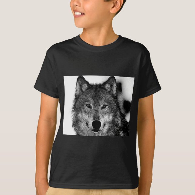 T-shirt Oeuvre de Loup noir et blanc (Devant)