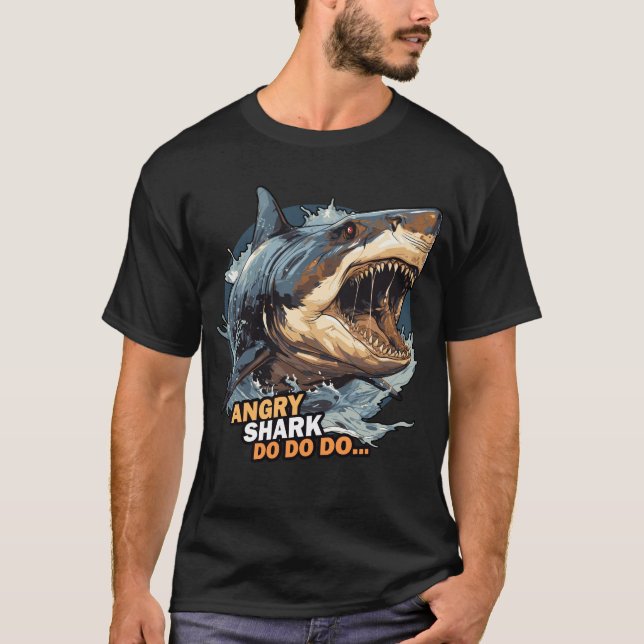 T-shirt Oeuvre De Requin Très Ferroce Et En Colère (Devant)
