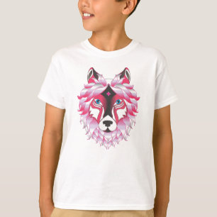 T-shirt Oeuvre de tête de loup rose