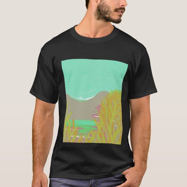 T-shirt Oeuvre D'Origine Contemporaine "Le Lac" Pour Lui (Devant)