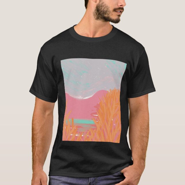 T-shirt Oeuvre D'Origine Contemporaine "Le Lac" Pour Lui (Devant)