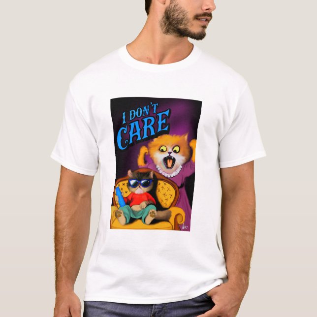 T-shirt Oeuvre Drôle De Chat. (Devant)