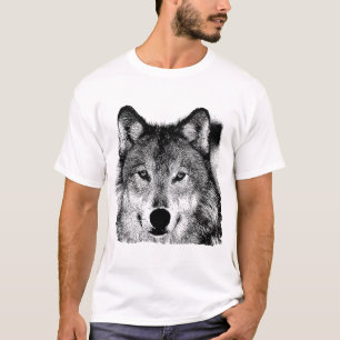 T-shirt OEuvre d'yeux de loup noir et blanc