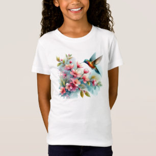 T-Shirt OEuvre florale/printanière de colibri