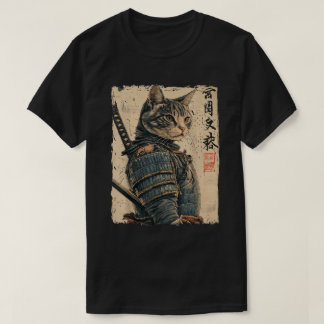 T-shirt Oeuvre japonaise de chat Ukiyo-E Samurai