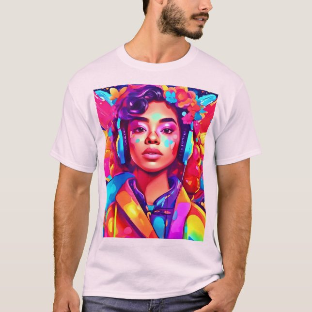 T-shirt Oeuvre numérique Funky Lady (Devant)