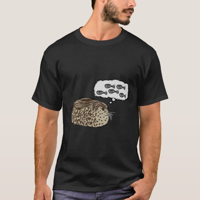 T-shirt Of Chubby Seal Dreaming Of Fish (Devant)