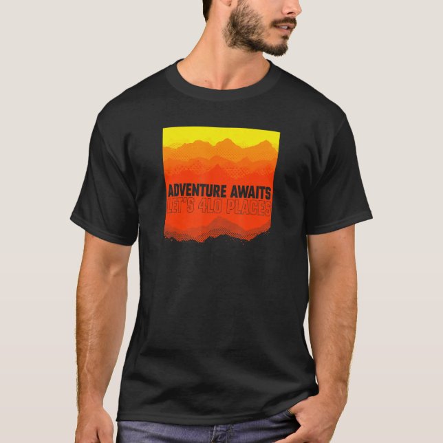T-shirt Off Road Adventure Awaits Mountains (Devant)