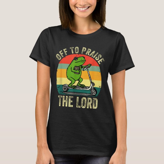 T-shirt Off To Praise The Lord Funny Frog Bible Study Jesu (Devant)