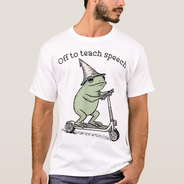 T-shirt Off To Teach Speech Slp Whimsical Frog Speech  (Devant)