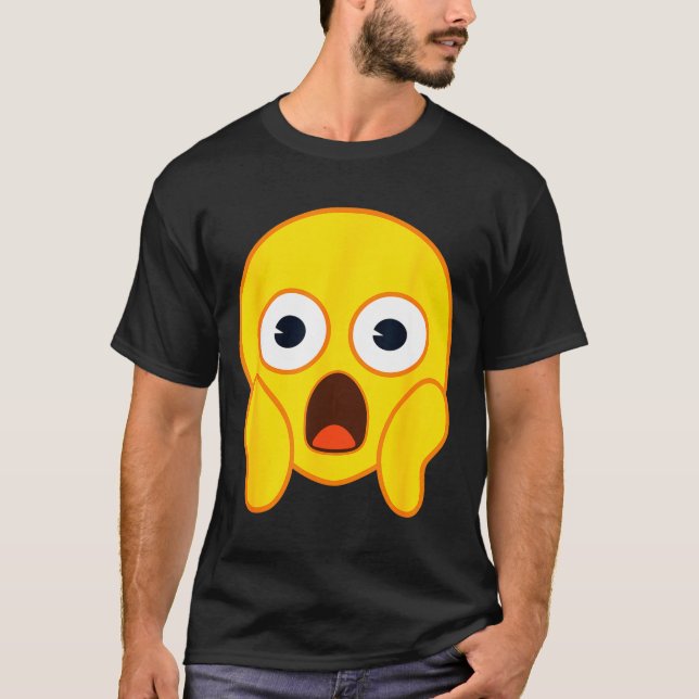 T-shirt Official Emoji Fear Scream Yellow Smile Face Hallo (Devant)