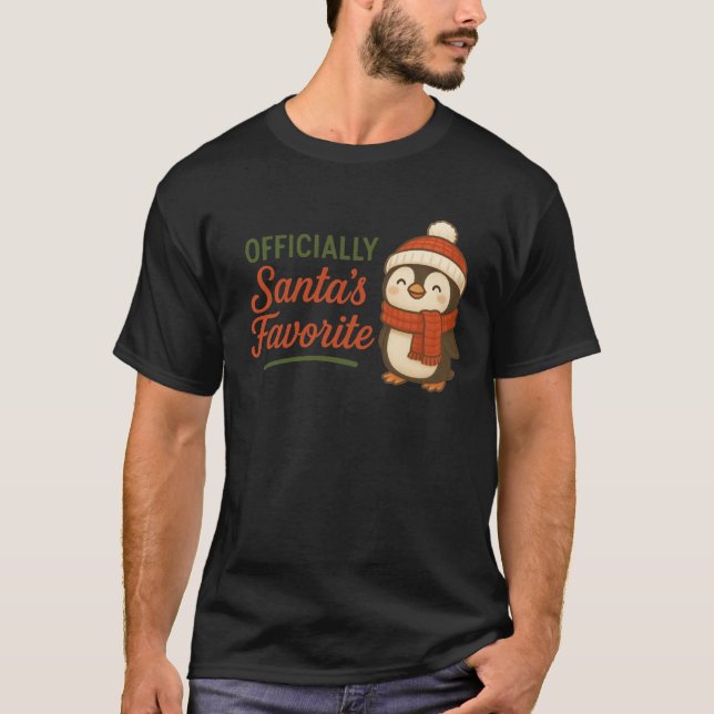 T-Shirt Officially Santa’s Favorite (Penguin) (Devant)
