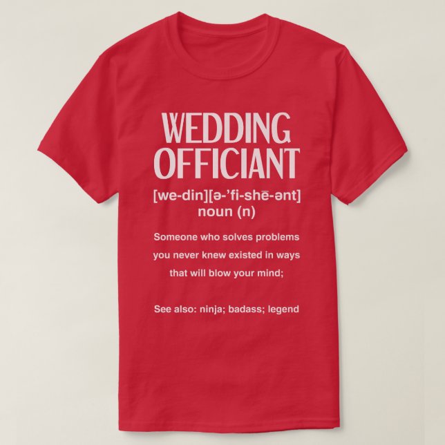 T-shirt Officiant de mariage drôle  (Design devant)