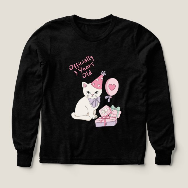 T-Shirt Officiel Anniversaire 3 Ans Fille Chats Mi (Motif recto)