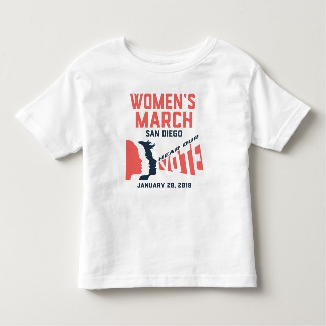 T-shirt officiel de la Marche des femmes San Diego (Devant)