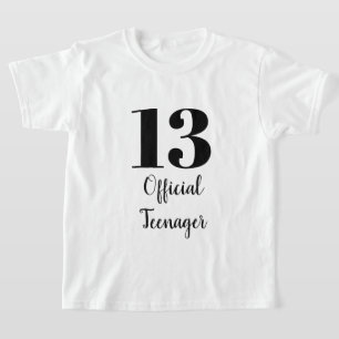 T-shirt Officielle Adolescent 13e Anniversaire Noir Blanc 