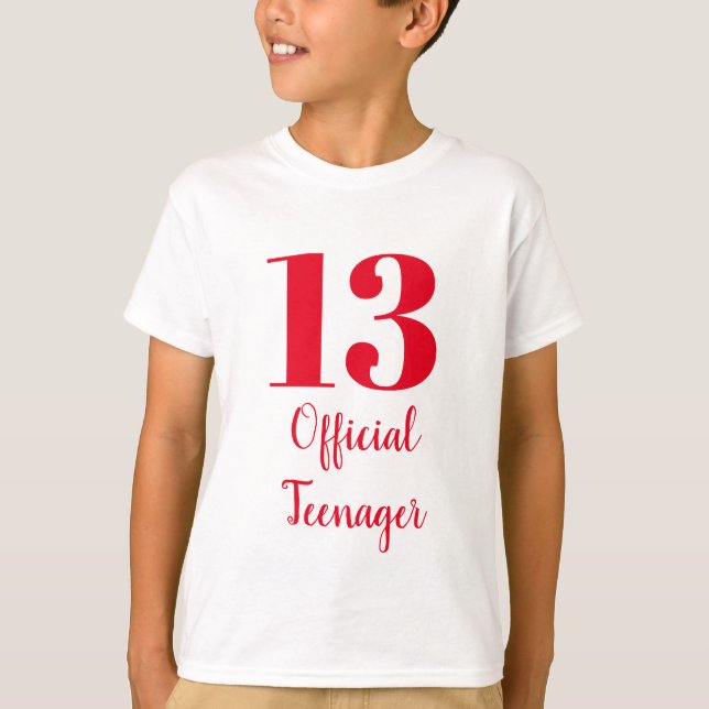 T-shirt Officielle Adolescent 13e Anniversaire Rouge Blanc (Devant)