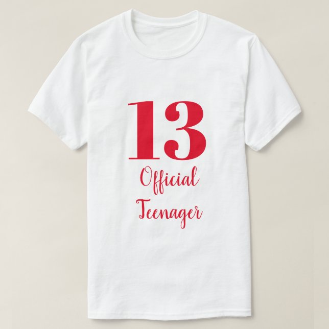 T-shirt Officielle Adolescent 13e Anniversaire Rouge Blanc (Design devant)