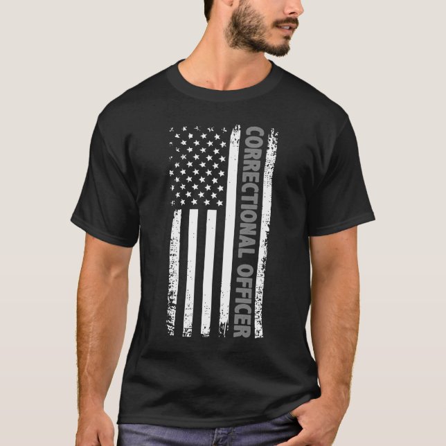 T-shirt Officier correctionnel Drapeau américain mince Sil (Devant)