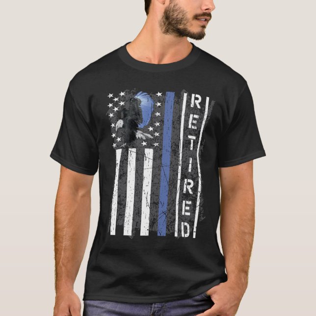 T-shirt Officier de police à la retraite Mince Ligne bleue (Devant)
