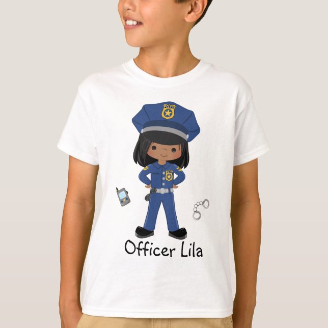 T-shirt Officier de police de filles personnalisé Applicat (Devant)