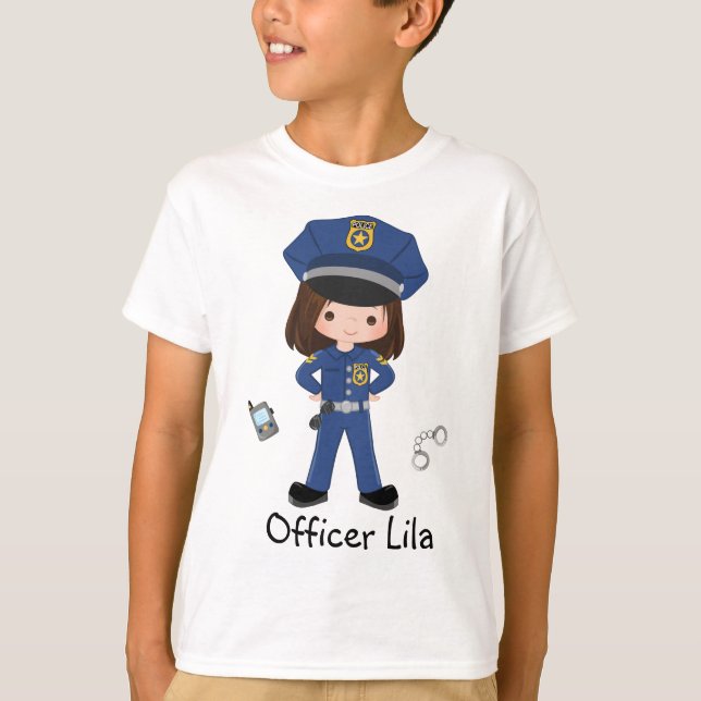 T-shirt Officier de police de filles personnalisé Applicat (Devant)