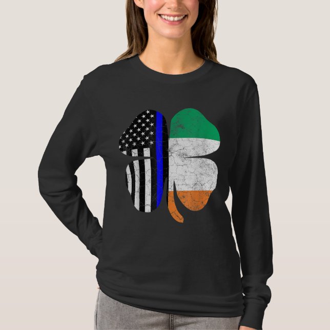 T-shirt Officier de police du drapeau irlandais américain  (Devant)