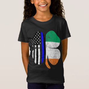 T-Shirt Officier de police du drapeau irlandais américain