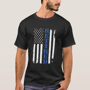 T-shirt Officier de police fier Retraité Ligne Bleue Mince