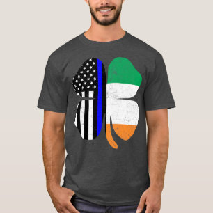 T-shirt Officier de police irlandais américain du drapeau