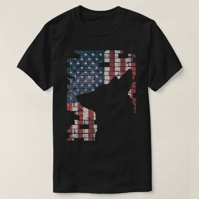 T-shirt Officier de police K9 Chien Shep PD Drapeau améric (Design devant)