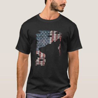 T-shirt Officier de police K9 Chien Shep PD Drapeau améric