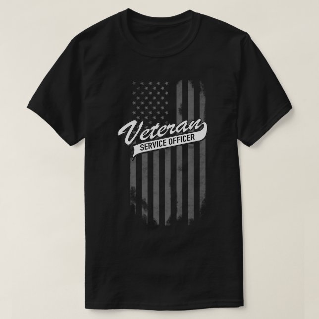 T-shirt Officier de service vétéran avec drapeau américain (Design devant)